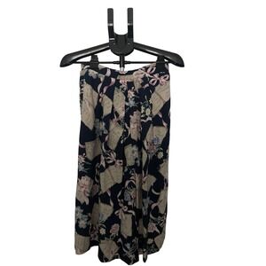 That's Me Y2K Vintage Navy Floral Bow Script Pleated Midi Skirt Womens 29 waist